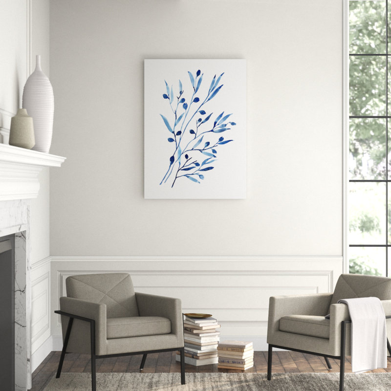 Foglie Blu II Print by Barclay Butera, 32" H x 24" W x 1.5" D, Glass Coat