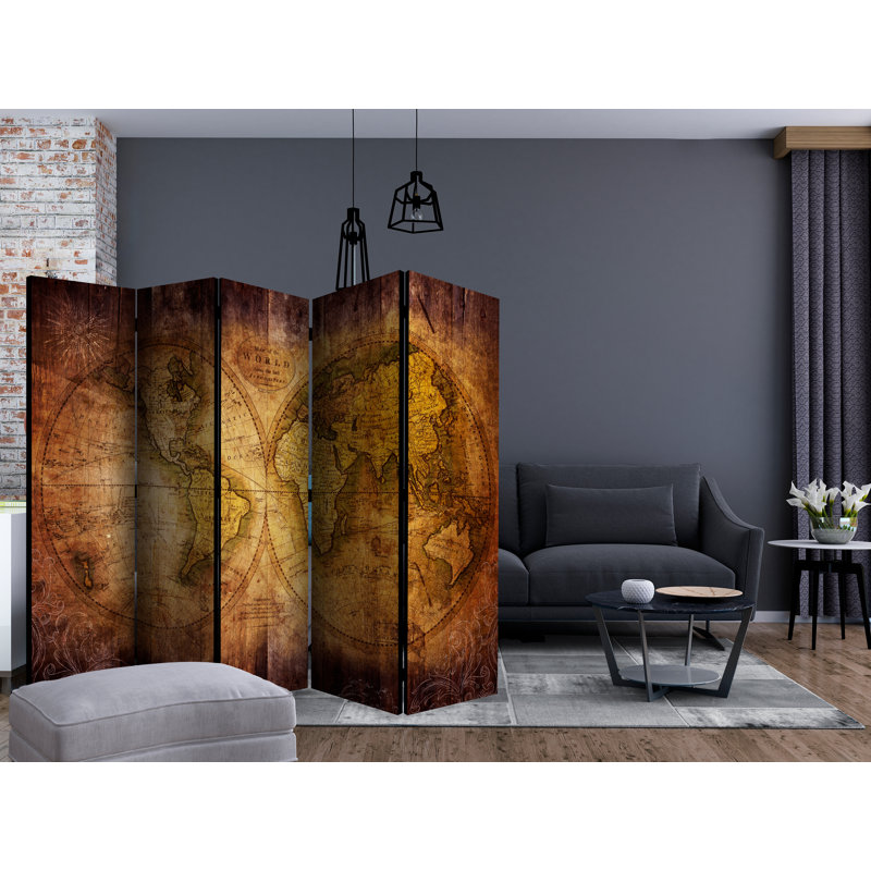 225 cm W x 172 cm H 5 - Panel Solid Wood Folding Room Divider