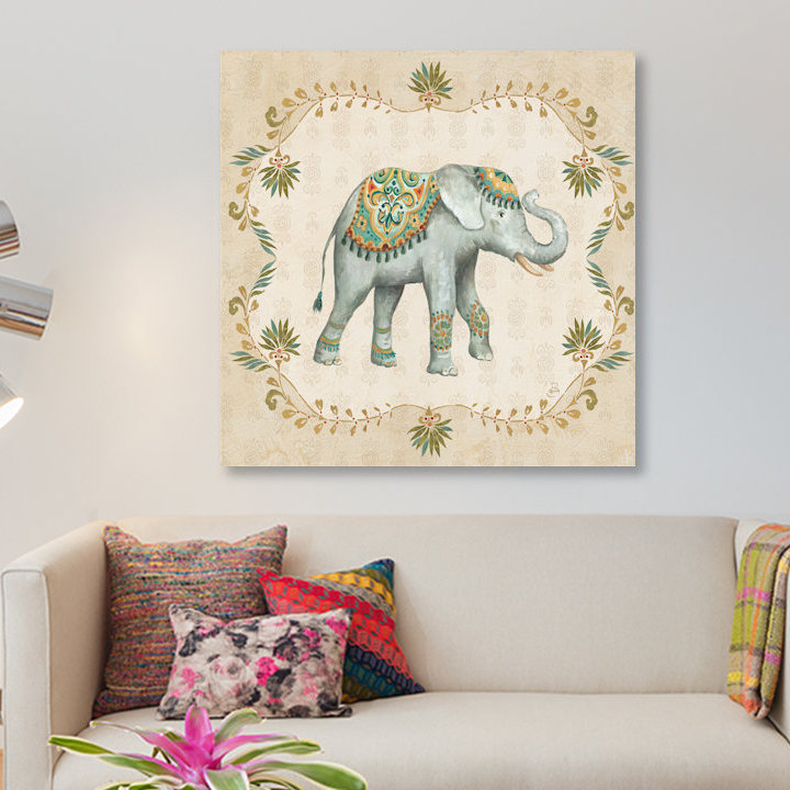 « éléphant walk iv », impression sur toile tendue, H 12 po x l 12 po x P 1,5 po, Toile tendue, Pas de tapis