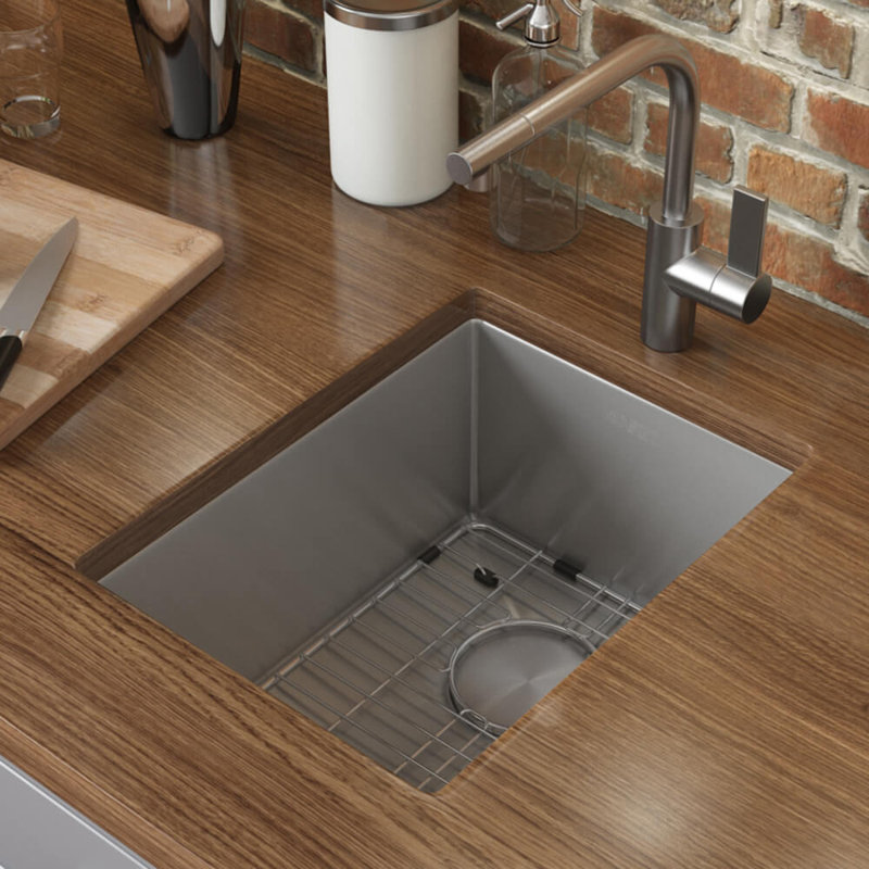 Ruvati 16 x 18 inch Undermount Bar Prep Kitchen Sink Rounded Corners Stainless Steel Single Bowl