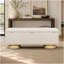 Banquette de rangement moderne 50 po avec repose-pieds en avoine et banc pour le salon de la chambre à coucher