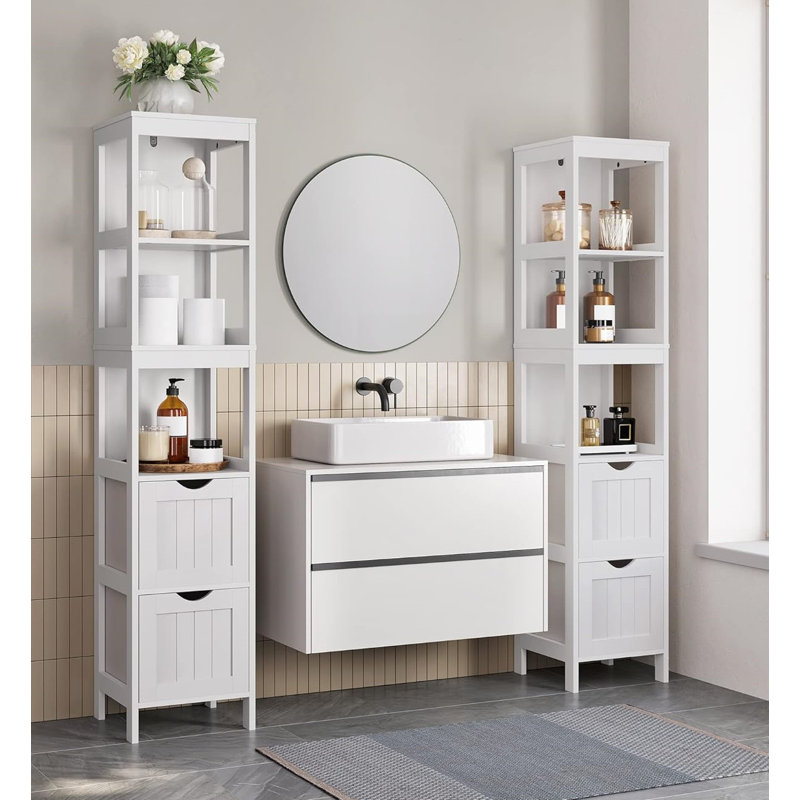 Solid Wood Freestanding Linen Cabinet