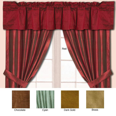 Cyan Silk Ruffled 85" W Window Valance