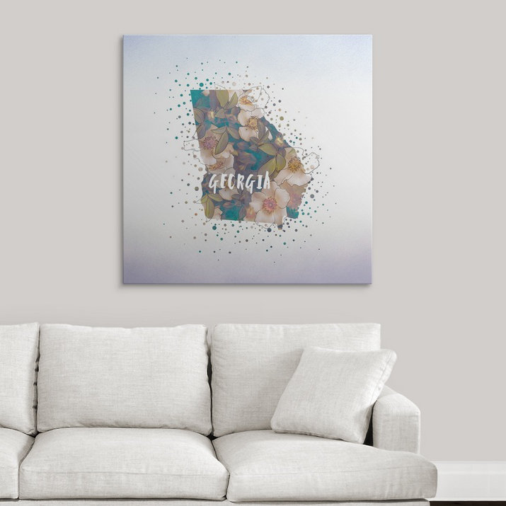 « georgia state fleur (cherokee rose) », impression, H 35 po x l 35 po x P 1,5 po, Toile