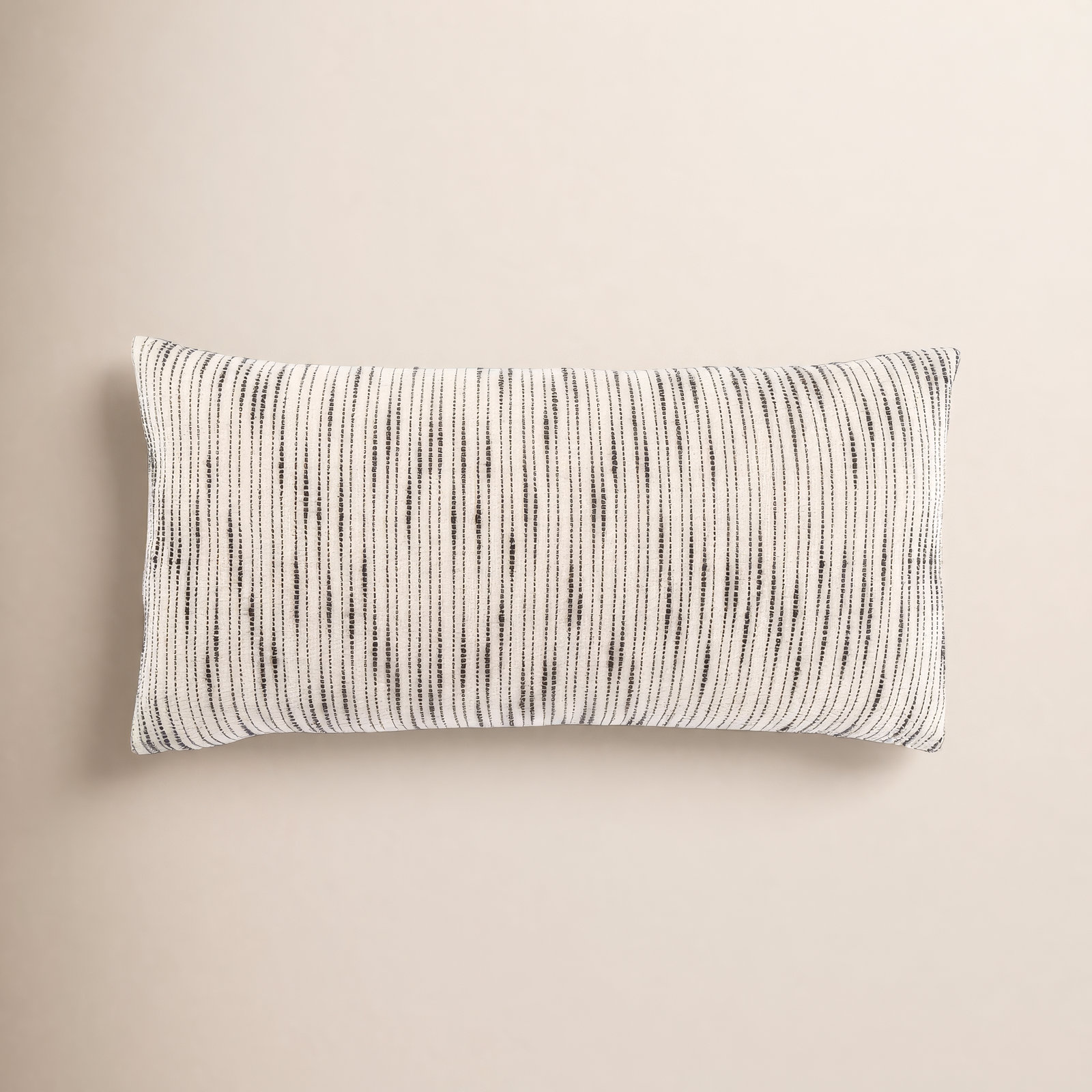 Mercado Embroidered Cotton Lumbar Throw Pillow, 12" x 24", Down