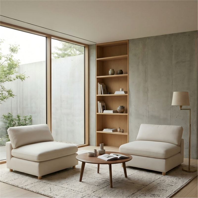32"W Single Sofa Couch, Modern Comfy Accent Chair Upholstered Armchair For Small Spaces, White