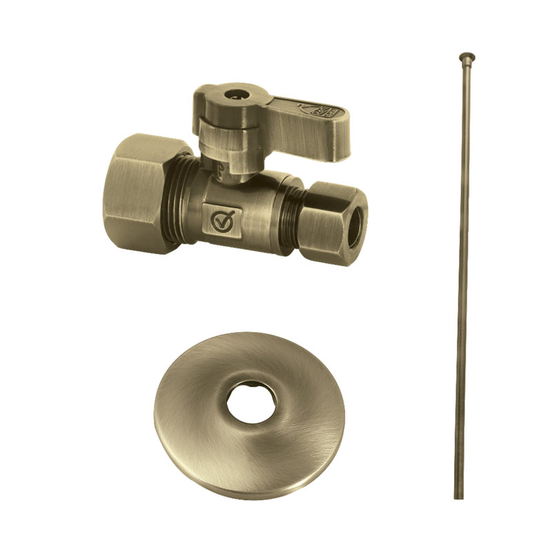 Kingston Brass Trimscape Toilet Supply Kit, 5/8" OD x 3/8" OD Comp Straight Valve, Antique Brass