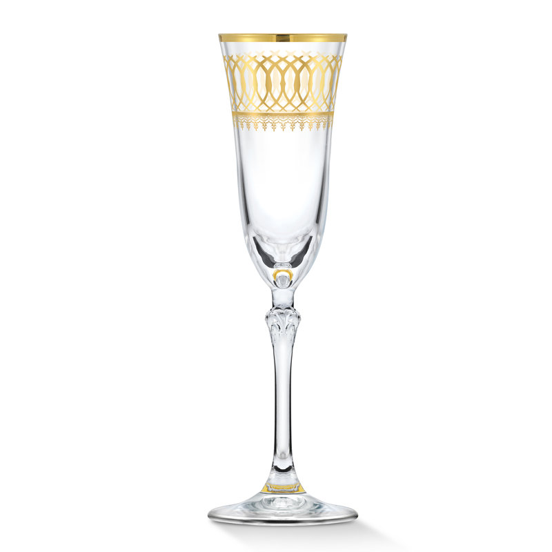 Ensemble de 4 flûtes à champagne ornées d'anneaux dorés Lorren Home Trends, Transparent