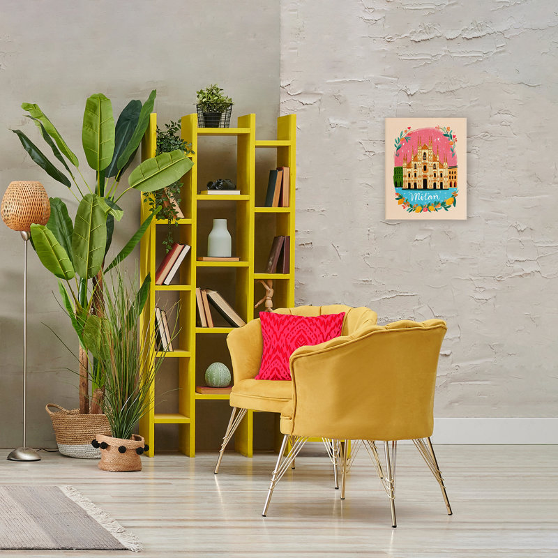 Toile florale bordée de Milan, design par Yen, H 20 po x l 16 po