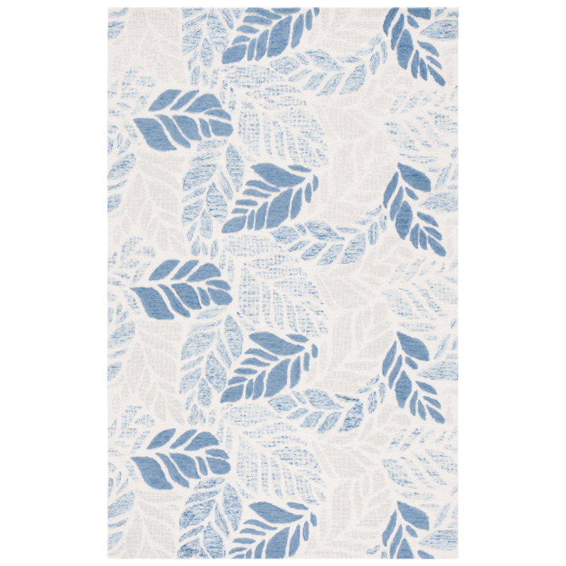 Msr Jardin Martha Stewart 300 Hand Tufted Wool/Cotton Floral Rug in Ivory/Blue, Rectangle 8' x 10'