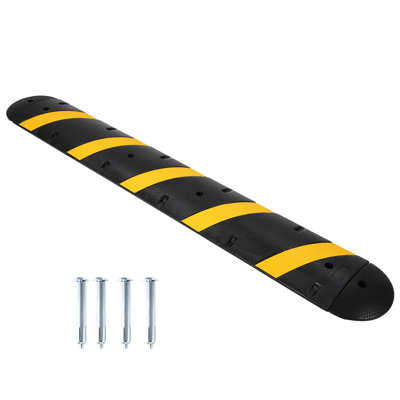 Bosse de vitesse modulaire en caoutchouc robuste pour la maison et le décor commercial - Rampe de protection de passage et de câble à 2 canaux - Capacité de 22 000 lb - Avec vis d'expansion - 6FT1PC