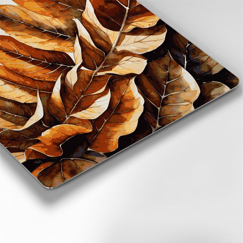 Art mural en métal feuilles de châtaignier botanique brun, H 16 po x l 16 po
