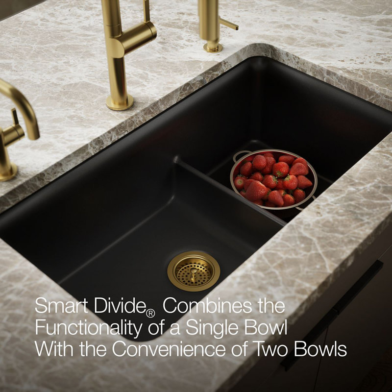 Cairn Smart Divide 33-1/2" Undermount Kitchen Sink, Black