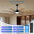 Modern 8-Blade Ceiling Fan With Light And Remote, Reversible DC Motor, Black And Walnut Finish