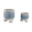 Sagebrook Home Knobby Footed Planters, Blue/White, 2-Pieces