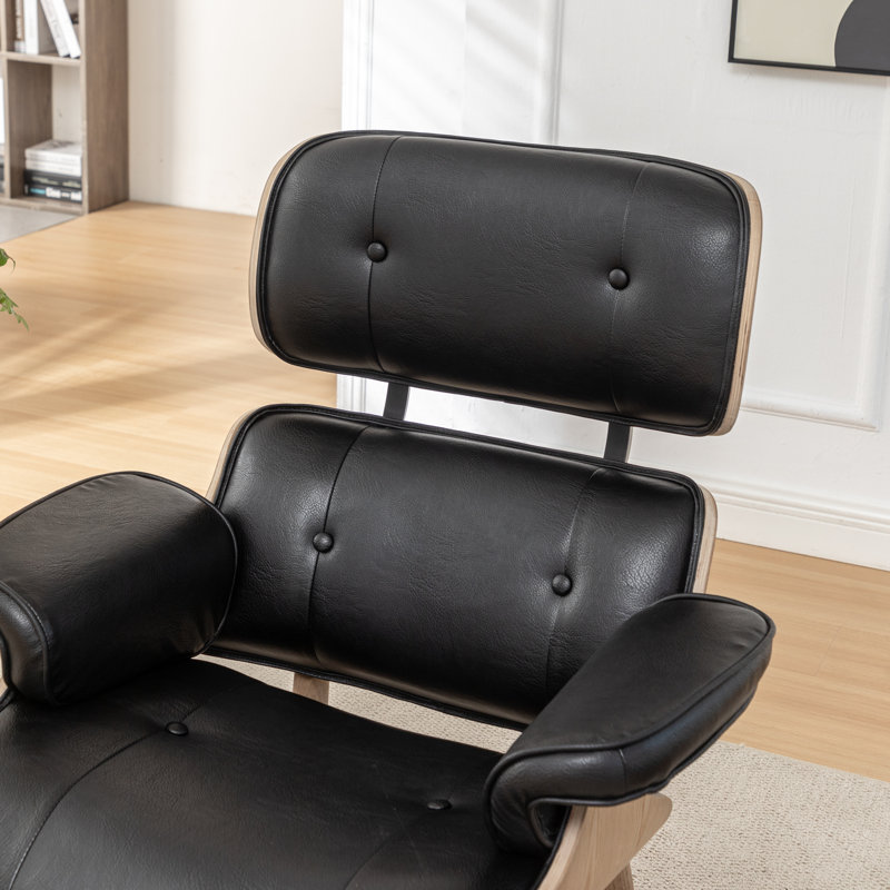 Chaise longue avec repose-pieds Bushea, Polyester noir
