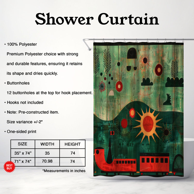 Rideau de douche Zesty Train - Premium, H 74 po x l 71 po