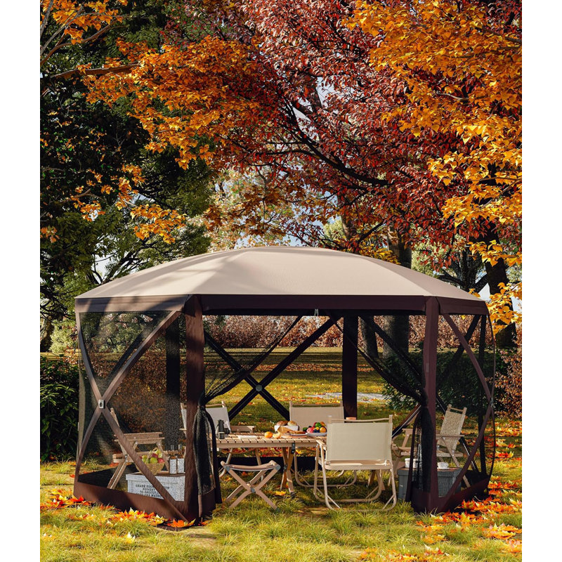 12X12 Ft Pop-Up Screen Tent Gazebo, Instant Shade Camping Canopy With 6 Removable Privacy Panels, 210D Oxford Fabric For Patio, Backyard & Lawn