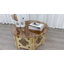 Table basse ronde de 31,1 po avec lit pour chat caché, plateau en verre trempé, base en bois sculpté creux, pour le salon