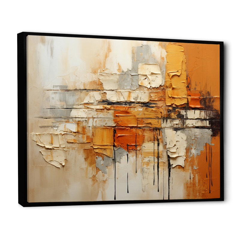 Génération «Orange Impressions III - Abstract Collages», art mural, Noir, H 34 po x l 44 po, Reproduction avec cadre flottant