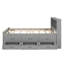 Lit plateforme double avec tête de lit à rangement, USB, lit gigogne simple et 3 tiroirs, gris