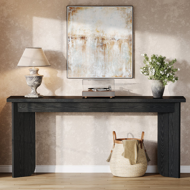 Ezekeial 70.9" Console Table Farmhouse for Living Room, Hallway, Foyer, Black