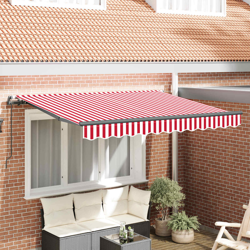 VidaXL 200 D Retractable, Red/White/Black, Striped, 250cm W x 200cm D