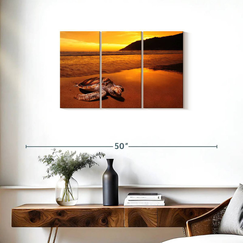Brampt Turtle On Sunset Beach, 20" H x 33" W