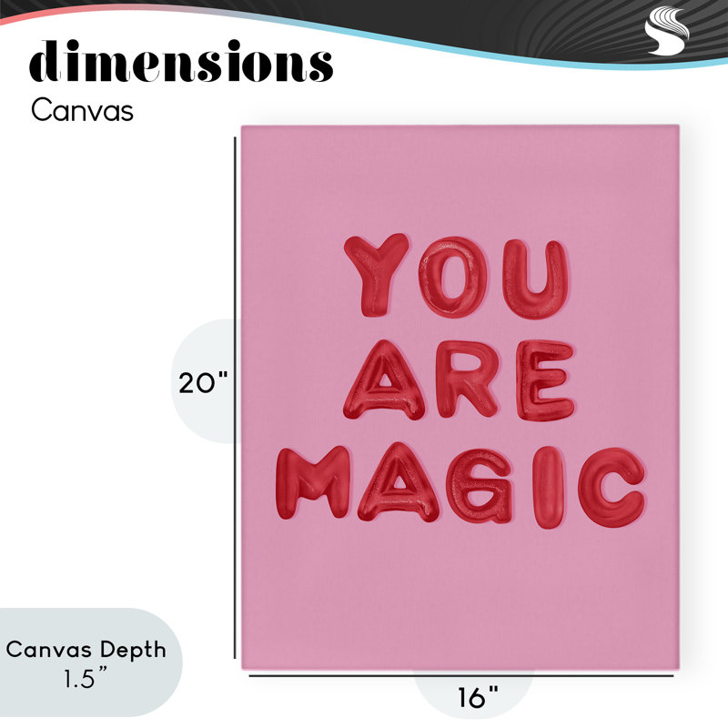 Toile rouge et rose You Are Magic, design par Lish Creative, H 20 po x l 16 po