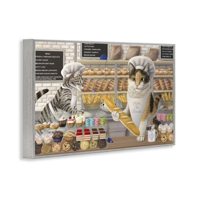  «Meow Bakery», art giclée de chats rigolos par Mehu Art