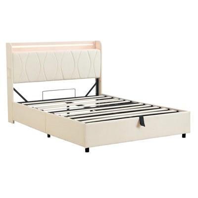 Upholstered Bed Frame With Hydraulic Storage