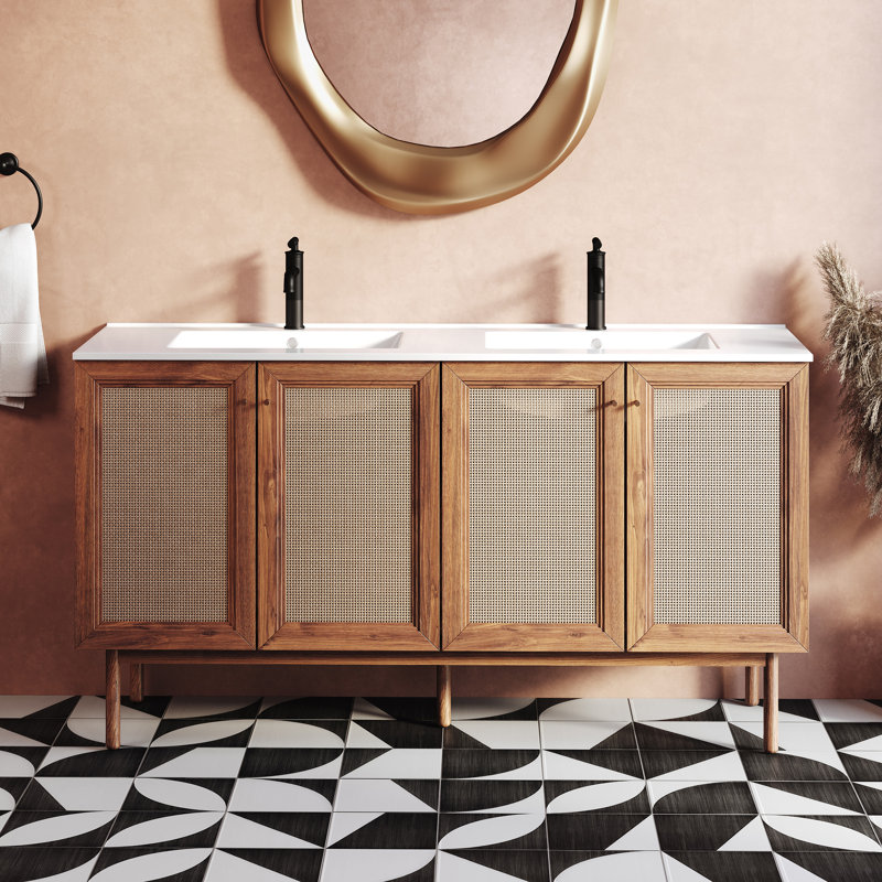 Classe 60" Oak Double Freestanding Bathroom Vanity