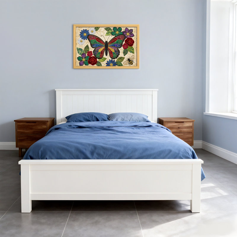 Motif floral animaux avec abeille, H 24 po x l 36 po, Toile tendue, Ne s’applique pas