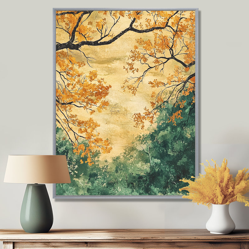 Germaun Leaves Brown Forest Tranquility V - Leaves, reproduction d'art sur toile encadrée, H 40 po x l 30 po, Argent argent