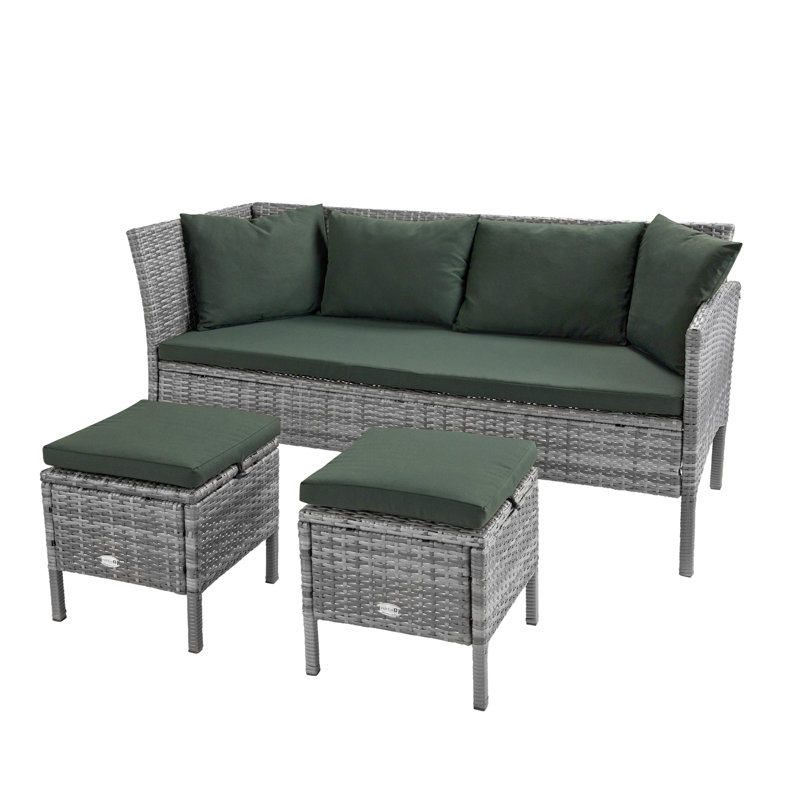 8 - Person Acacia Wicker Patio Dining Set with Rectangular Table , Cushions Included