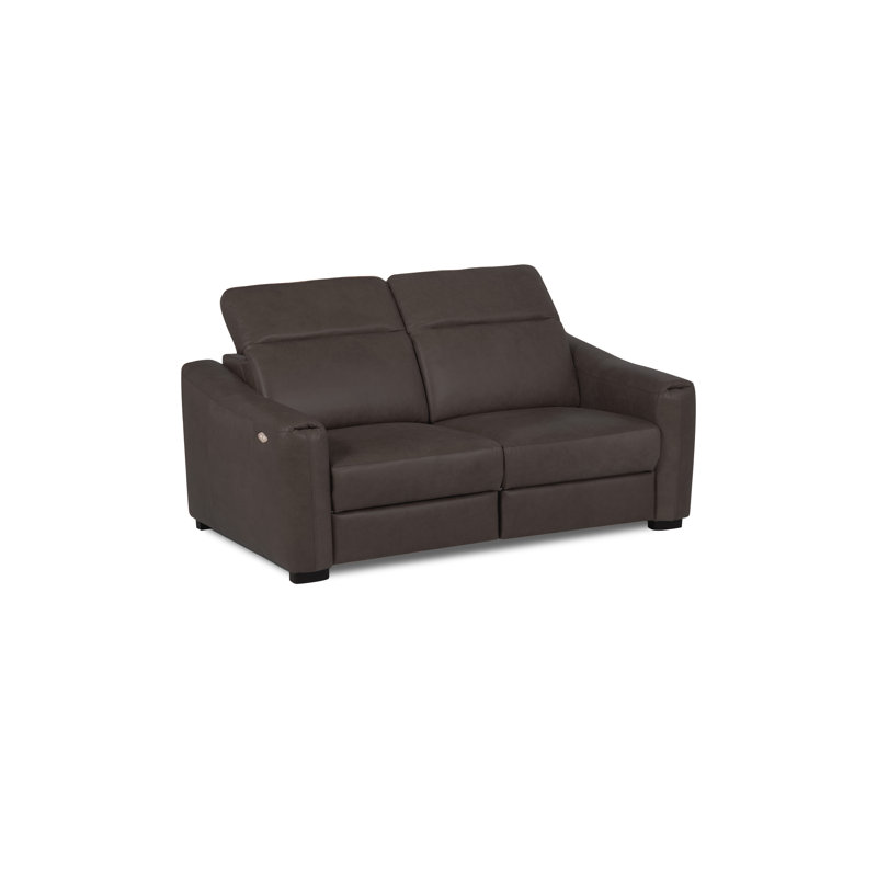 Texas 2 Seater Electric Reclining Sofa in Full Grain Leather, Black Chocolate