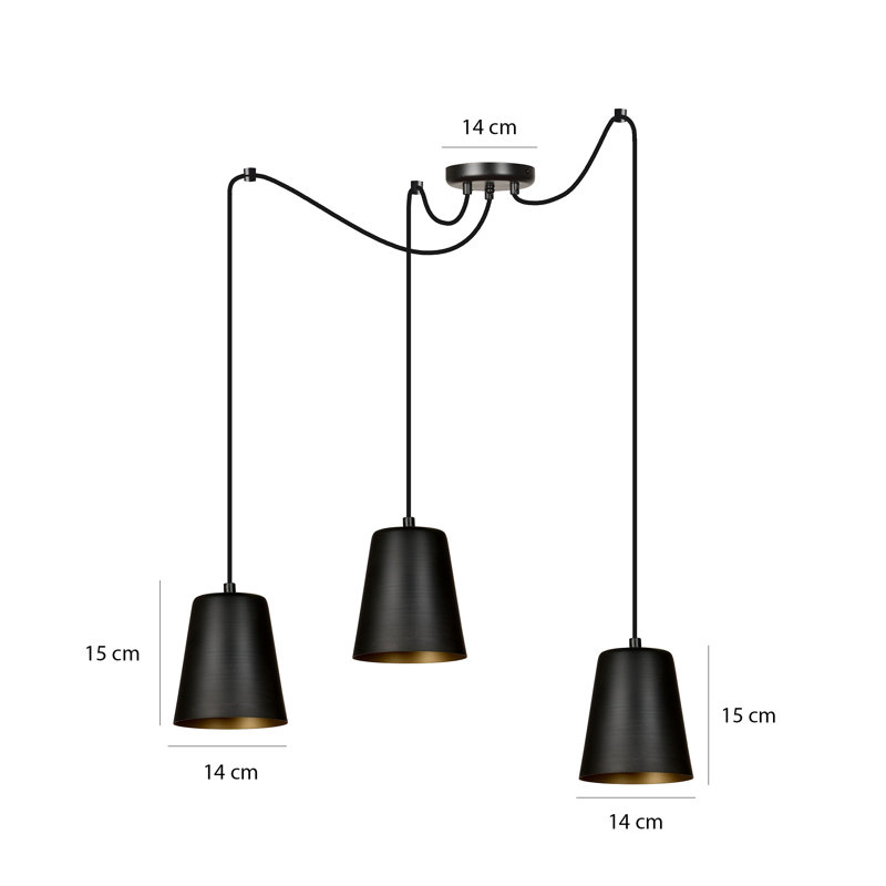 Pasley 3 - Light Cluster Pendant, Black/Gold
