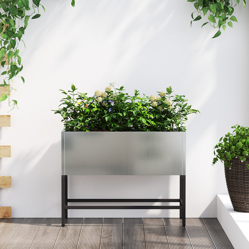 Elevated Planter, Silver, 45cm H x 60cm W x 26cm D