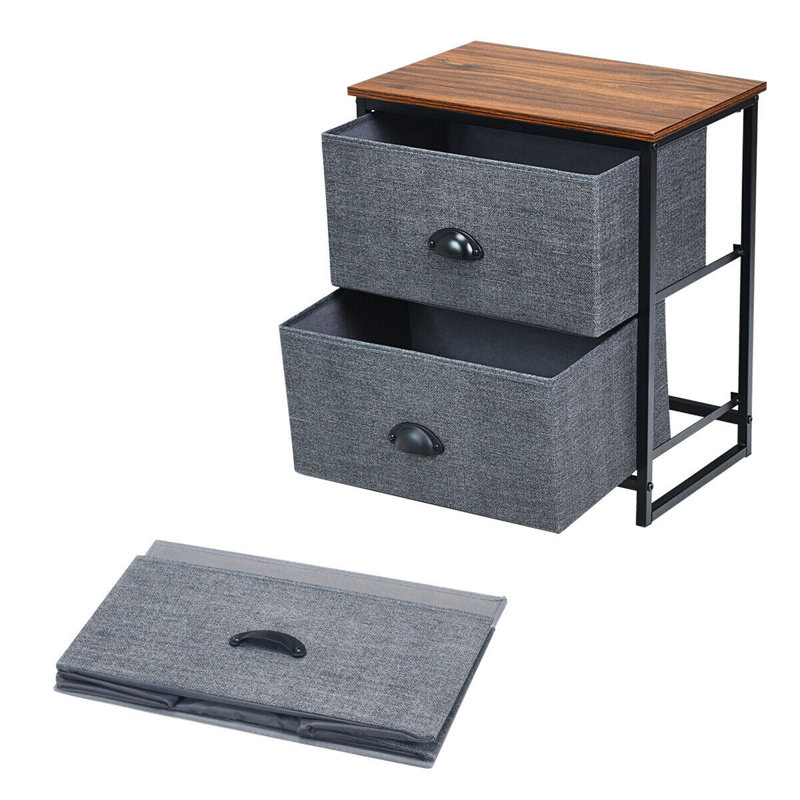 Table de chevet 2 tiroirs Schatz, Noir