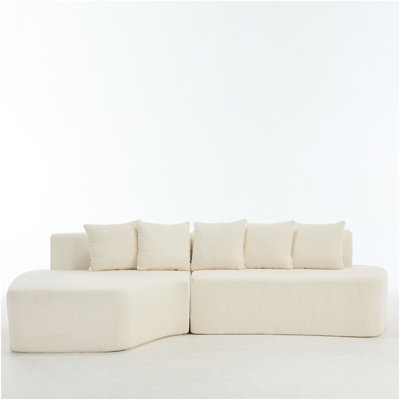 Canapé modulaire à compression avec méridienne confortable, canapé à compression irrégulière en forme de L avec assise profonde, canapé-lit modulaire minimaliste pour salon, chambre à coucher, salon, blanc