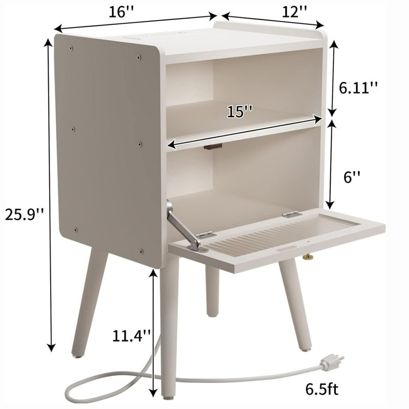 Birdsall Solid Wood Nightstand, White