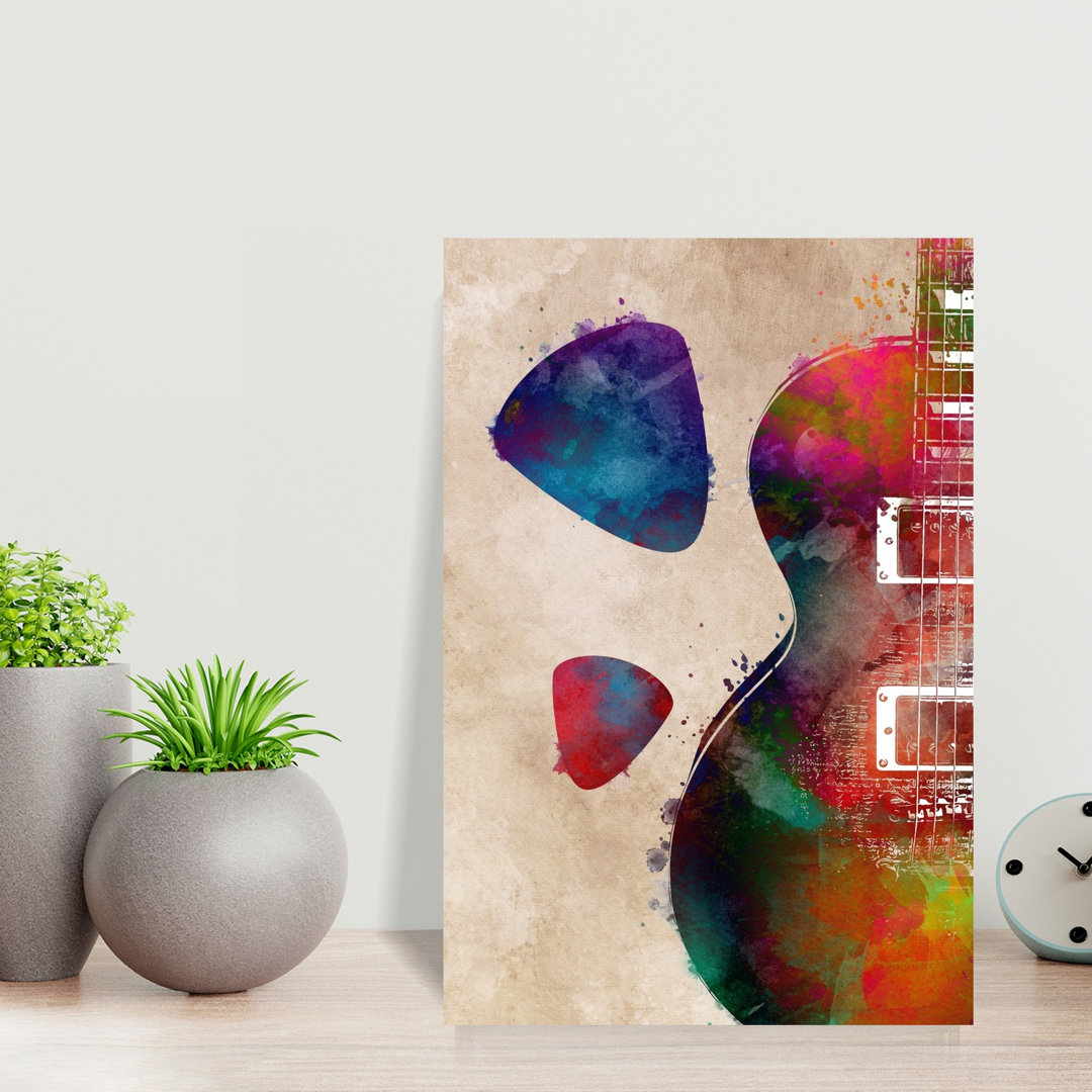 Vibrant Guitar Art Abstract Contemporary Wall Art Print