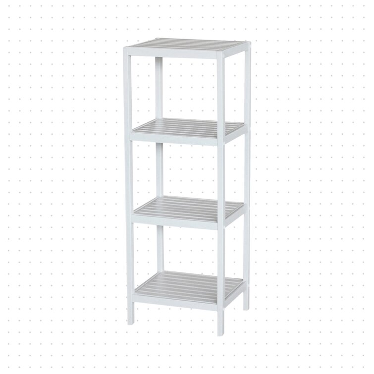 Lamar 17.75 W x 39.5 H x 13 D Solid Wood Free-Standing Bathroom Shelves Dotted Line Color: White