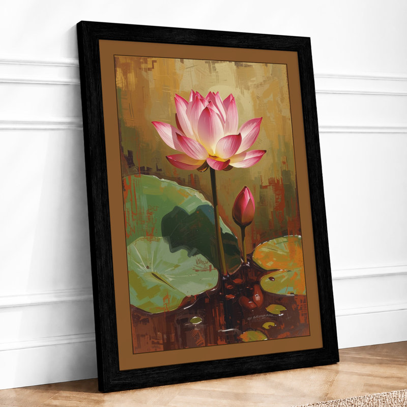 Lotus In Still Water Botanical - Print, Black, A3 - 42.0 x 29.7 cm