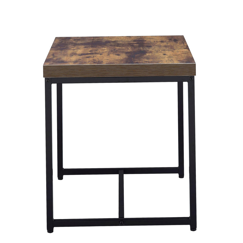Table d'appoint rectangulaire en chêne vieilli et noir