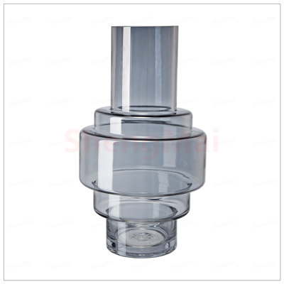 Geometric Design Smoke Luster Blue and Clear Accent Vase, Perfect for Modern Home Decor and Stylish Display