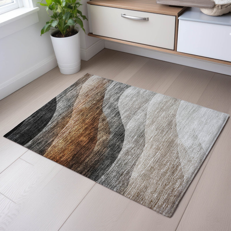 Premium Machine Washable Melvin AMF1176 Swirls Rug, Rectangle 1'8" x 2'6"