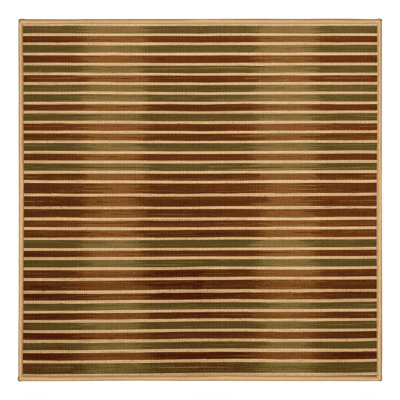 Tapis brun à rayures horizontales lavable à la machine