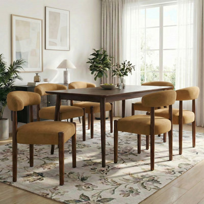 Chaise de salle à manger moderne rembourrée en velours (ensemble de 6)