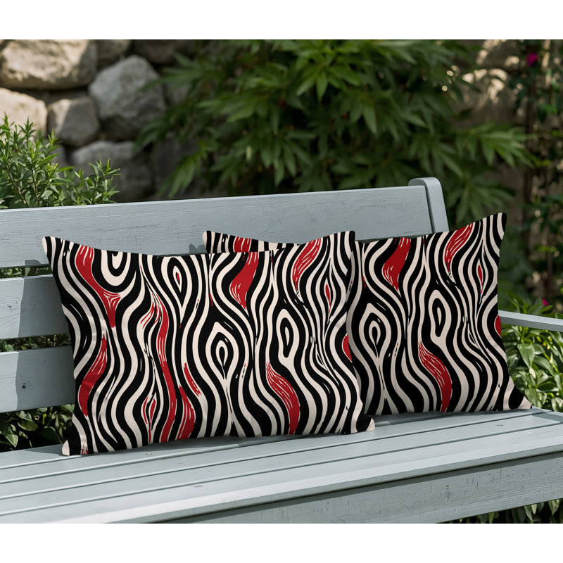 Oreiller réversible intérieur / extérieur à imprimé zébré Franki, 20x14, Red